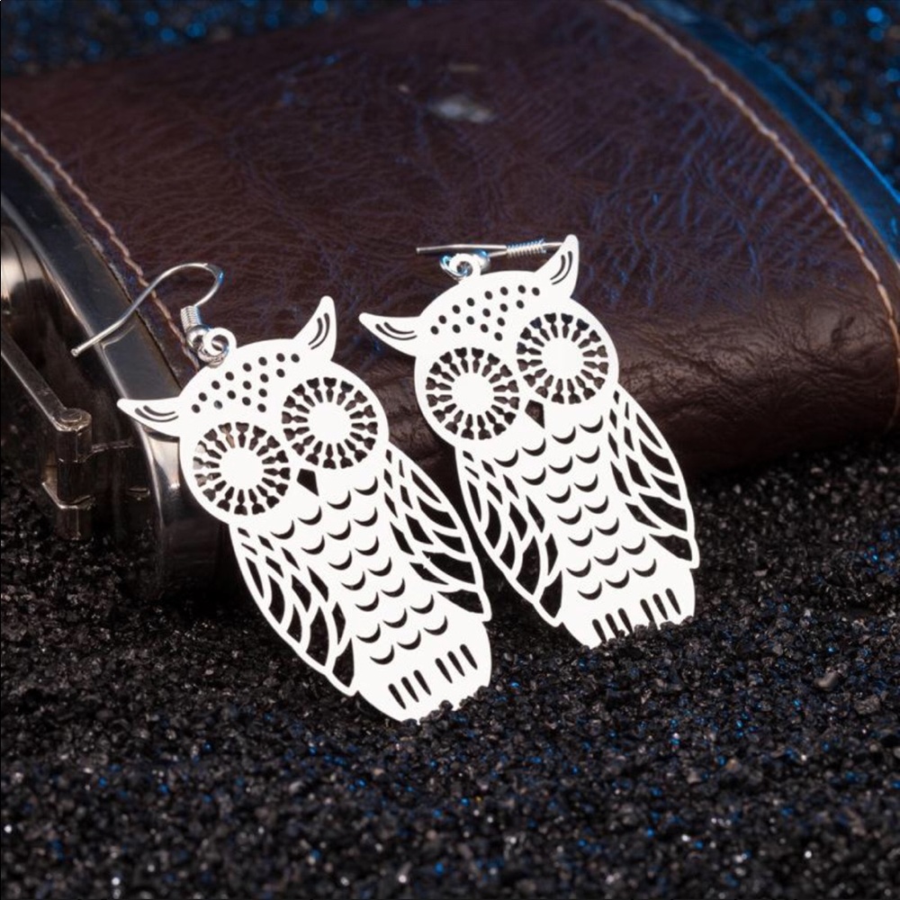 Cute Silver Owl Earrings